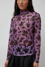 Load image into Gallery viewer, No.6 Rosa Turtleneck in Purple and Black Vineyard Lace