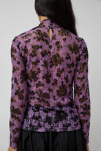 Load image into Gallery viewer, No.6 Rosa Turtleneck in Purple and Black Vineyard Lace