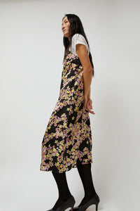 No.6 Sam Slip Dress in Black Pansy