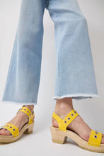 Load image into Gallery viewer, No.6 Two Strap Clog on Mid Heel in Yellow Patent with Eyelets