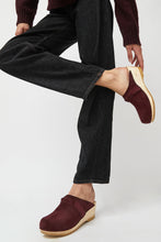 Load image into Gallery viewer, No.6 Bridget Clog on Mid Wedge in Burgundy Suede