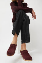 Load image into Gallery viewer, No.6 Bridget Clog on Mid Wedge in Burgundy Suede