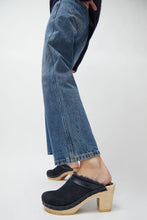 Load image into Gallery viewer, No.6 Dakota Shearling Clog on High Heel in Navy Suede and Night