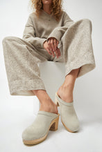 Load image into Gallery viewer, No.6 Old School Clog on High Heel in Chalk Suede