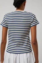 Load image into Gallery viewer, Nothing Written Pippa Stripe Rib T-Shirt in Ivory Navy