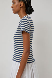 Nothing Written Pippa Stripe Rib T-Shirt in Ivory Navy