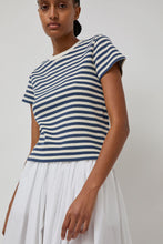 Load image into Gallery viewer, Nothing Written Pippa Stripe Rib T-Shirt in Ivory Navy