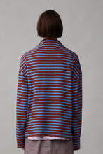 Load image into Gallery viewer, ONA LONG SLEEVE | CORNFLOWER AND BURGUNDY STRIPE