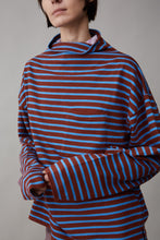 Load image into Gallery viewer, ONA LONG SLEEVE | CORNFLOWER AND BURGUNDY STRIPE