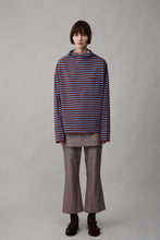 Load image into Gallery viewer, ONA LONG SLEEVE | CORNFLOWER AND BURGUNDY STRIPE