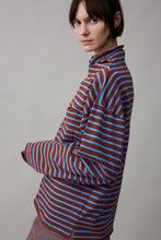 Load image into Gallery viewer, ONA LONG SLEEVE | CORNFLOWER AND BURGUNDY STRIPE