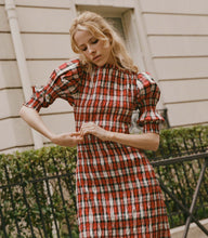 Load image into Gallery viewer, RAQUELLA DRESS -- ROUGE ADALINE PLAID