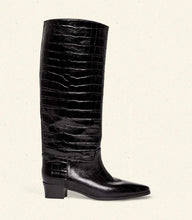 Load image into Gallery viewer, RIVIERA BOOT -- BLACK FAUX CROC