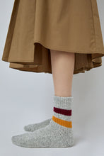 Load image into Gallery viewer, Rototo Tube Socks in Grey Burgundy and Dark Yellow