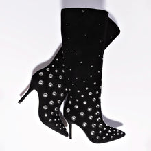 Load image into Gallery viewer, Kate Studs Boot In Black Suede