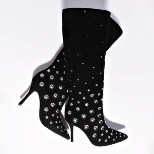 Kate Studs Boot In Black Suede