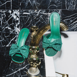 Elle Mule In Emerald Fabric