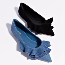 Load image into Gallery viewer, Lee Ruffle Flat In Black Suede