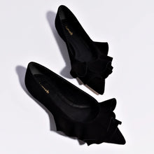 Load image into Gallery viewer, Lee Ruffle Flat In Black Suede