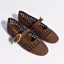 Load image into Gallery viewer, Verona Macrame Ballet Flat In Burnt Umber Leather