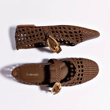 Load image into Gallery viewer, Verona Macrame Ballet Flat In Burnt Umber Leather