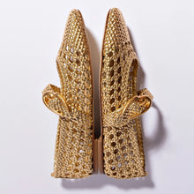 Load image into Gallery viewer, Verona Macrame Ballet Flat In Gold Metallic Leather