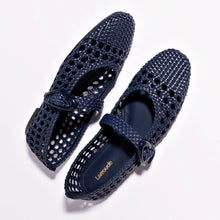 Load image into Gallery viewer, Verona Macrame Ballet Flat In Navy Leather