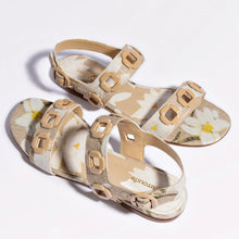 Load image into Gallery viewer, Milan Flat Sandal In Beige Printed Raffia