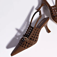 Load image into Gallery viewer, Ines Macrame Pump In Burnt Umber Leather