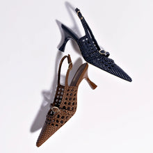 Load image into Gallery viewer, Ines Macrame Pump In Navy Leather