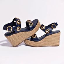 Load image into Gallery viewer, Milan Espadrille In Navy Leather