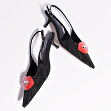 Load image into Gallery viewer, Larroudé x Libertine Lips Pump Lo In Black Fabric