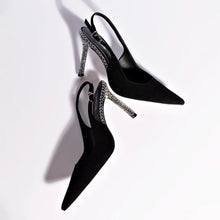 Load image into Gallery viewer, Kaitlan Crystal Pump In Black Suede