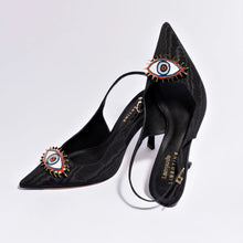 Load image into Gallery viewer, Larroudé x Libertine Eye Pump Hi In Black Fabric