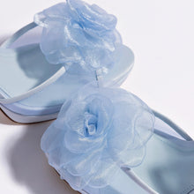 Load image into Gallery viewer, Salma Platform Sandal In Cerulean Blue Satin