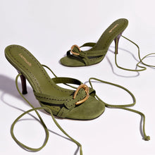 Load image into Gallery viewer, Verona Strappy Sandal In Seaweed Suede