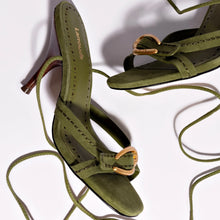 Load image into Gallery viewer, Verona Strappy Sandal In Seaweed Suede