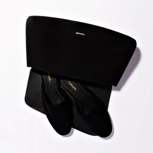 Venice Flat Mule and Pouch Kit In Black Suede