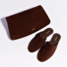 Load image into Gallery viewer, Venice Flat Mule and Pouch Kit In Brown Suede