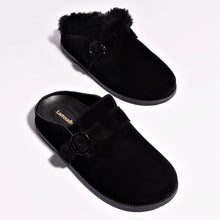 Load image into Gallery viewer, Milan Fur Clog In Black Suede