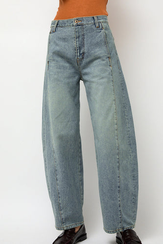 Sayaka Davis Barrel Denim Pants in Light Blue