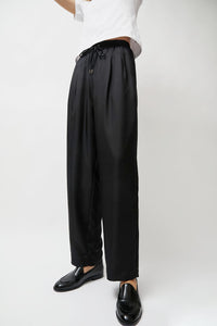 Silk Laundry Twill Slouch Pants in Black