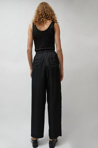 Silk Laundry Twill Slouch Pants in Black