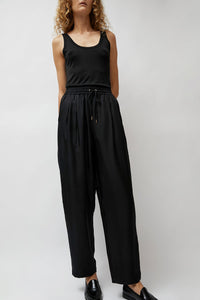 Silk Laundry Twill Slouch Pants in Black