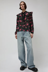 StandAlone Sheer Fringe Blouse in Roses