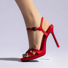 Load image into Gallery viewer, Angelina Sandal In Cherry Satin