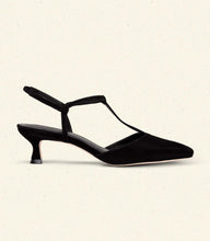 Load image into Gallery viewer, TABITHA T STRAP HEEL -- BLACK SUEDE