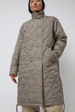 Load image into Gallery viewer, TAION Military Breasted Long Down Jacket in Light Mocha