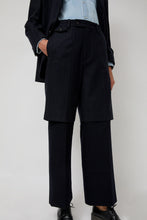 Load image into Gallery viewer, TONYWACK Virgin Wool Layered Trousers in Navy Pinstripe