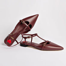 Load image into Gallery viewer, Grace Flat In Burgundy Leather